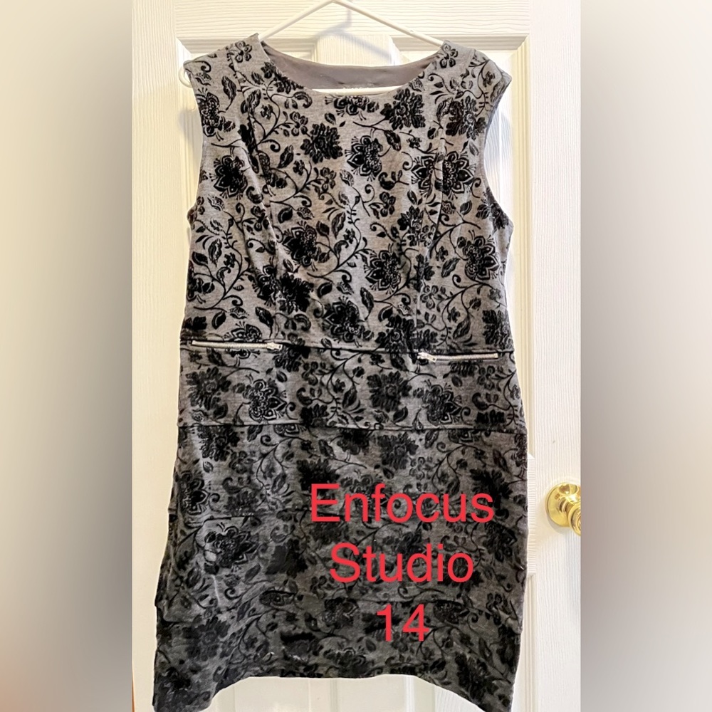Enfocus studios gray/black floral dress